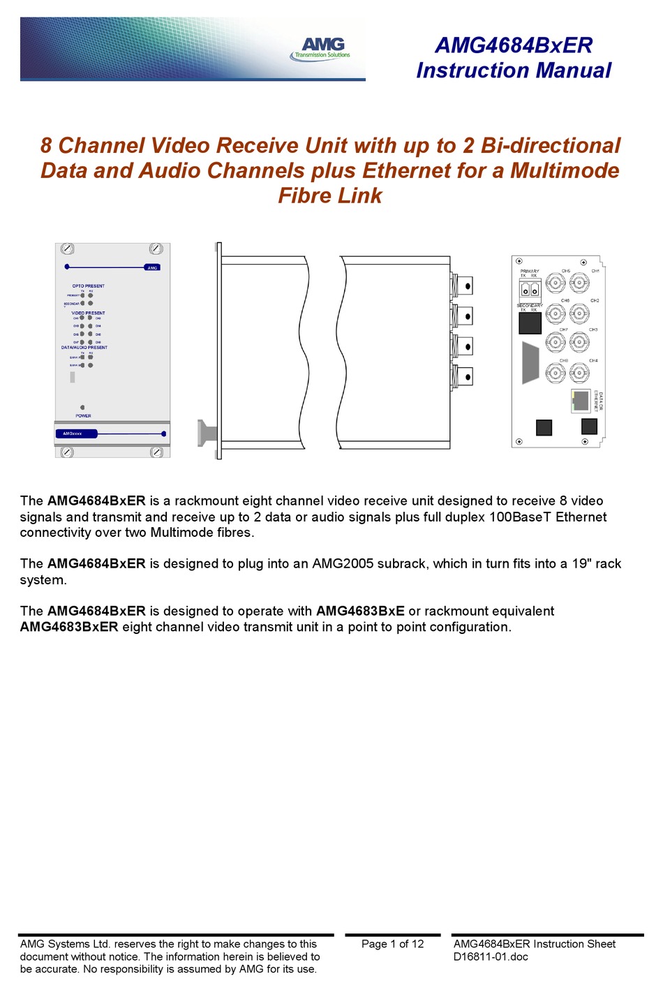 AMG AMG4684BXER INSTRUCTION MANUAL Pdf Download ManualsLib