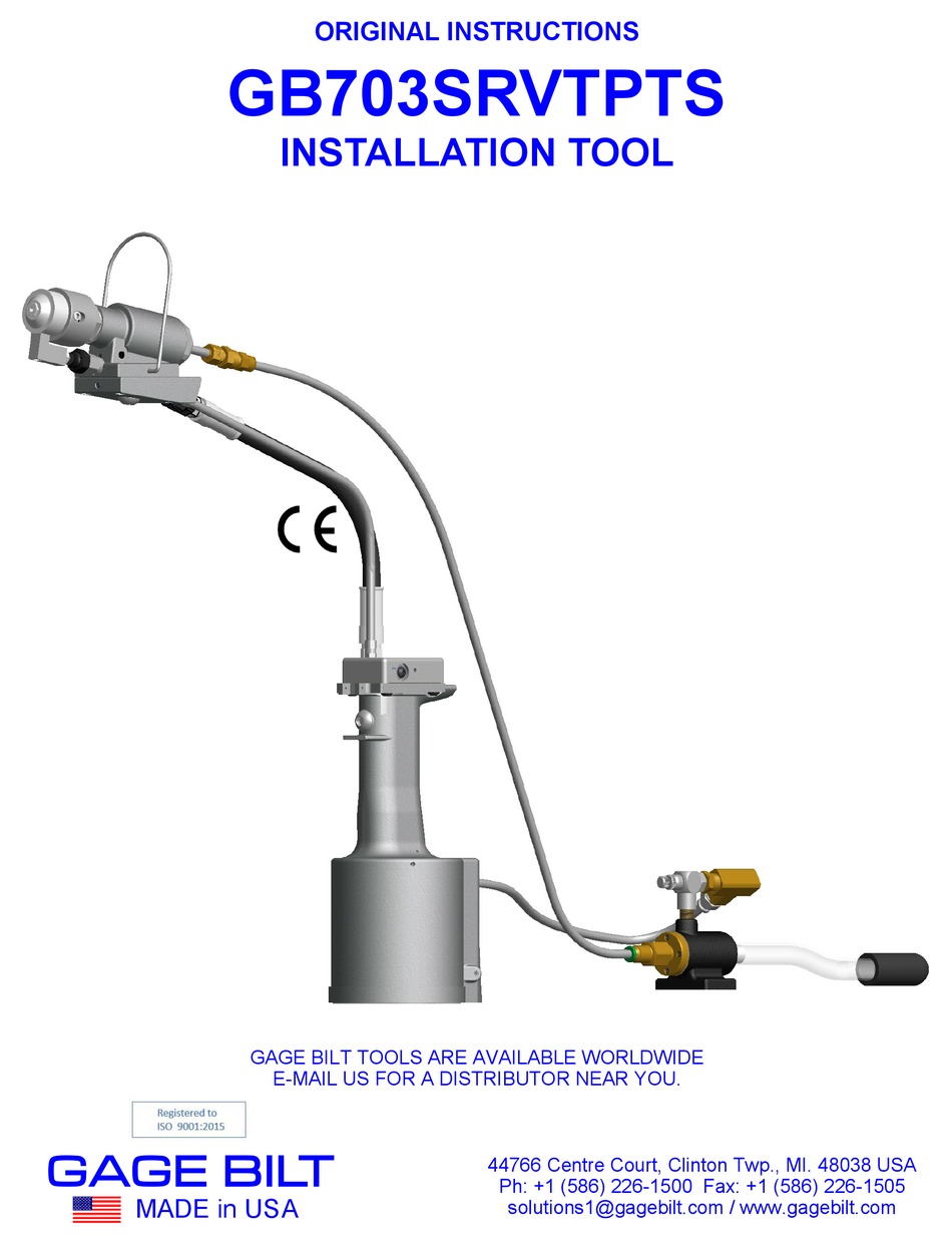 GAGE BILT GB703SRVTPTS ORIGINAL INSTRUCTIONS MANUAL Pdf Download