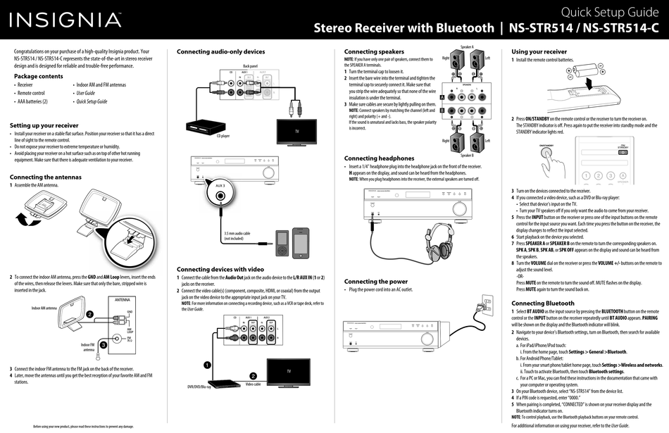 INSIGNIA NSSTR514C QUICK SETUP MANUAL Pdf Download ManualsLib