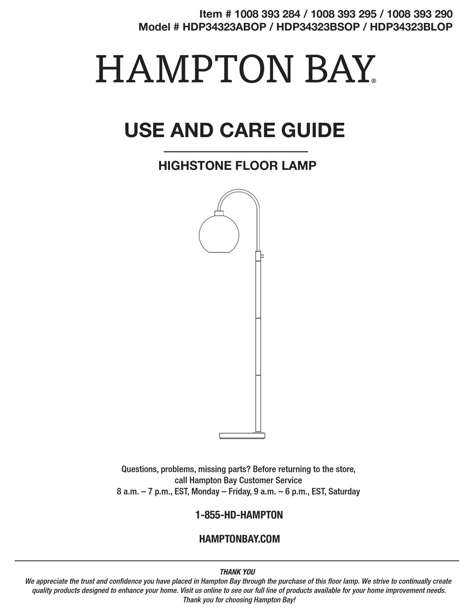 HAMPTON BAY HDP34323ABOP USE AND CARE MANUAL Pdf Download ManualsLib
