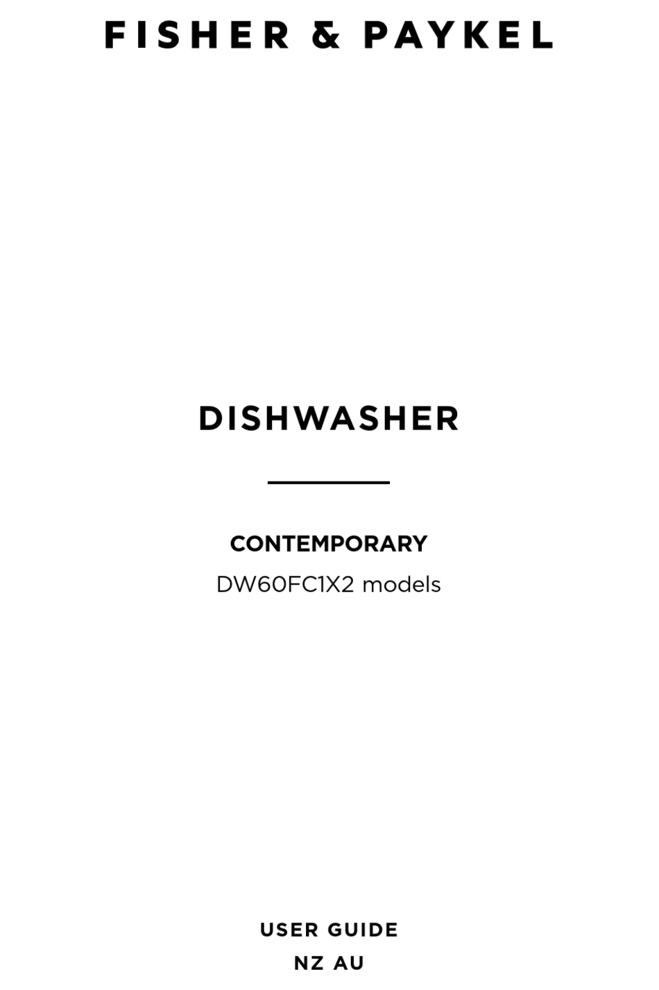 FISHER & PAYKEL CONTEMPORARY DW60FC1X2 USER MANUAL Pdf Download