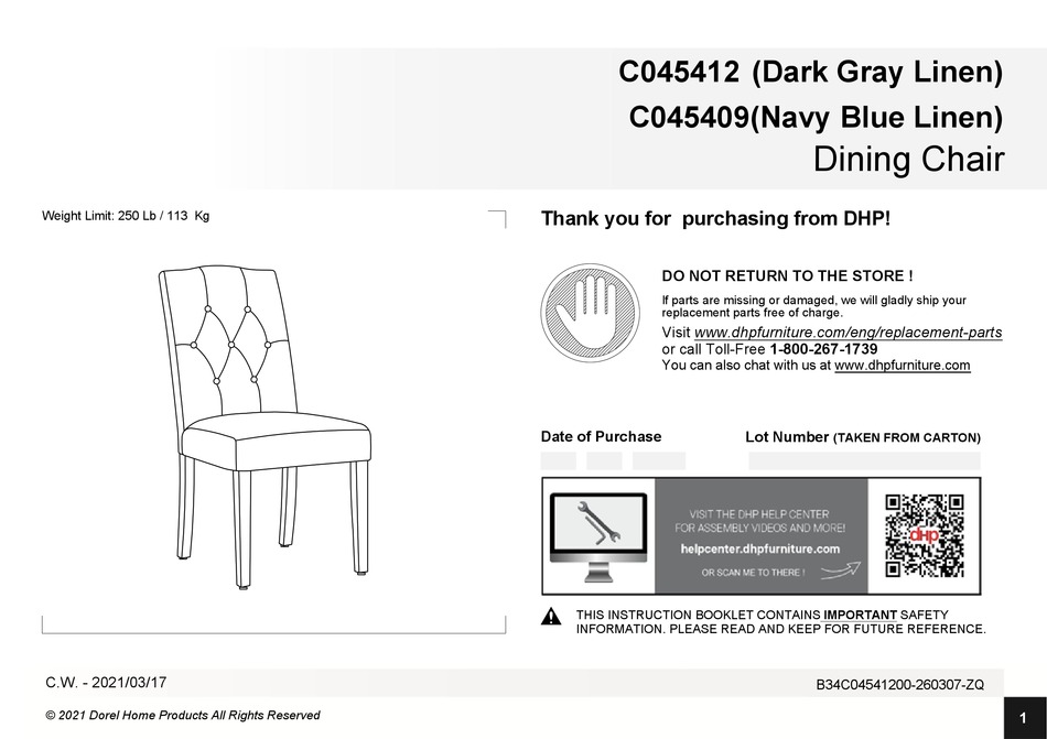 DOREL HOME PRODUCTS C045412 MANUAL Pdf Download ManualsLib