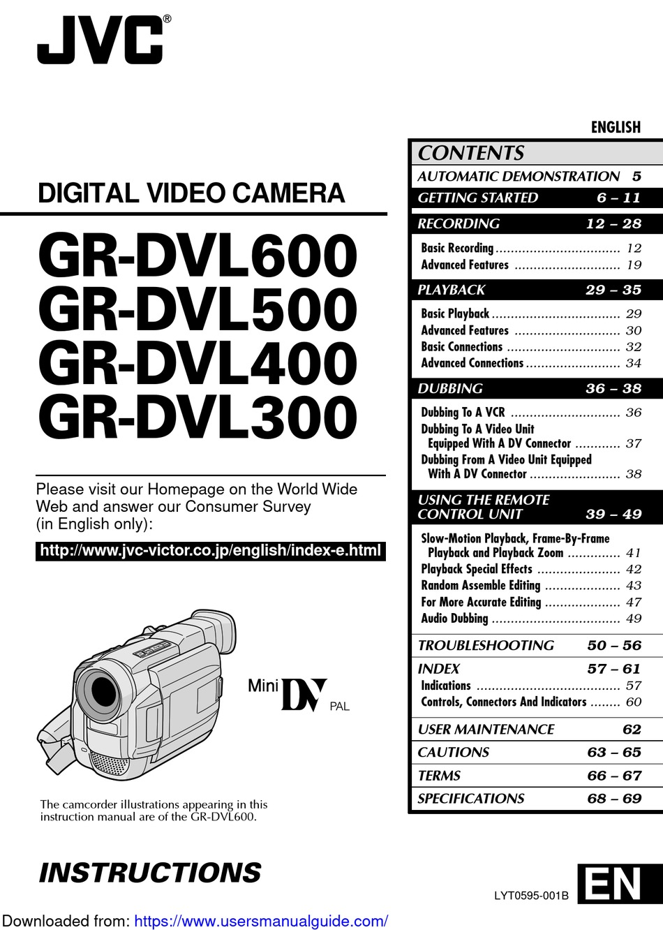 JVC GRDVL600 INSTRUCTIONS MANUAL Pdf Download ManualsLib