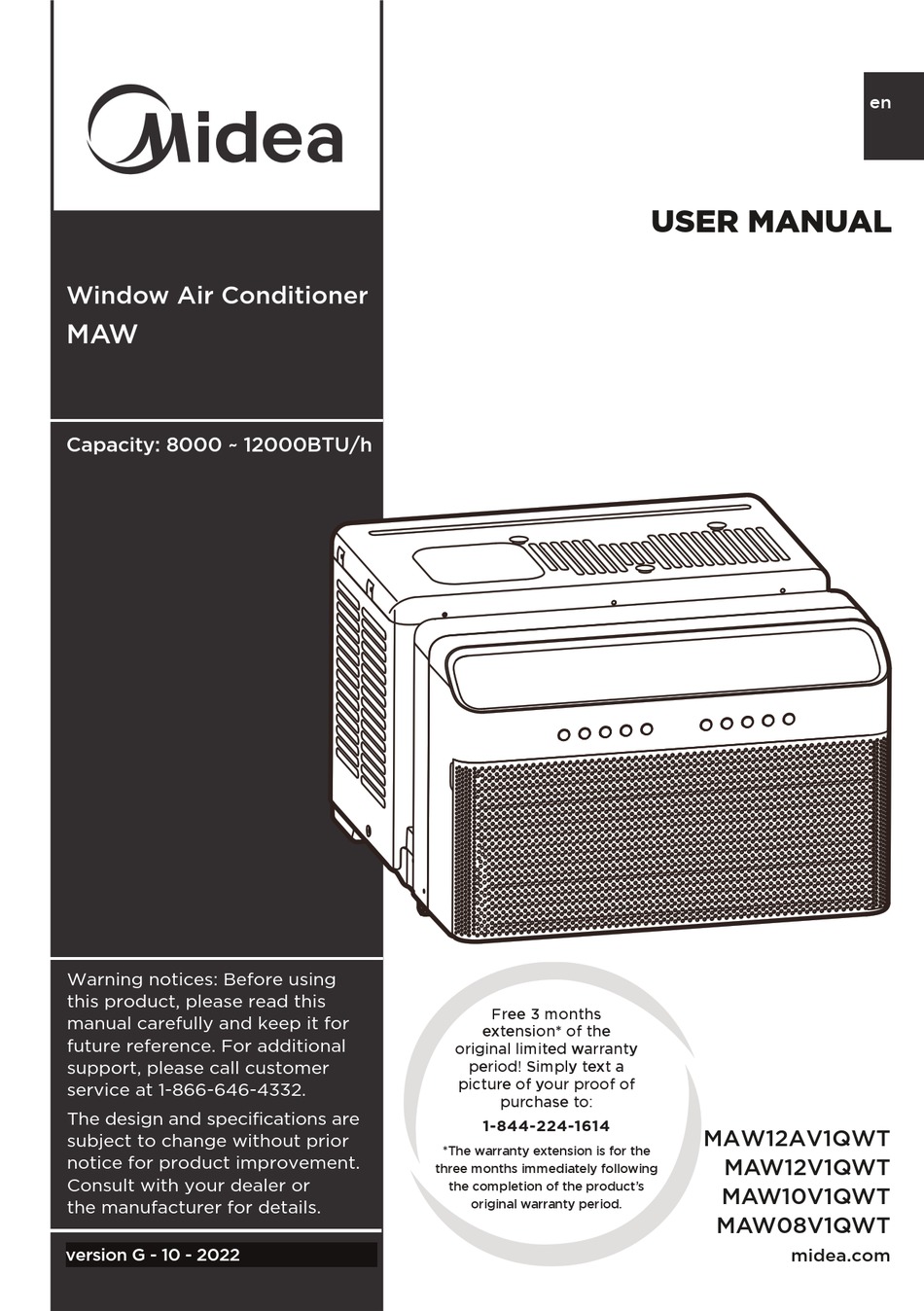 MIDEA MAW12AV1QWT USER MANUAL Pdf Download ManualsLib
