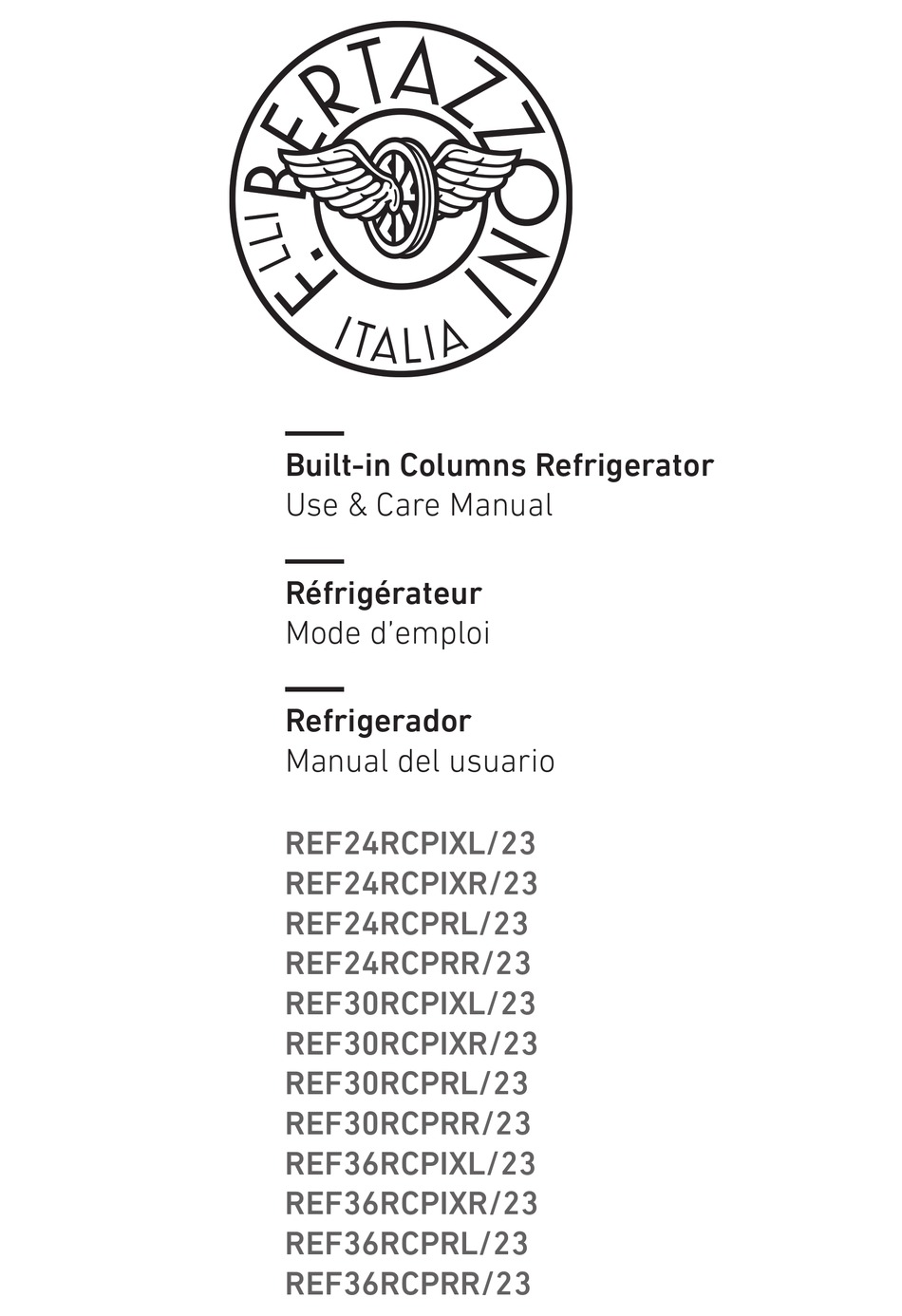 BERTAZZONI REF24RCPIXL/23 USE & CARE MANUAL Pdf Download ManualsLib