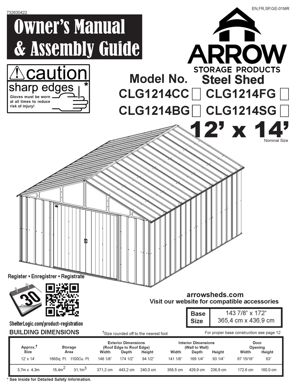 ARROW STORAGE PRODUCTS CLG1214CC ASSEMBLY INSTRUCTIONS MANUAL Pdf