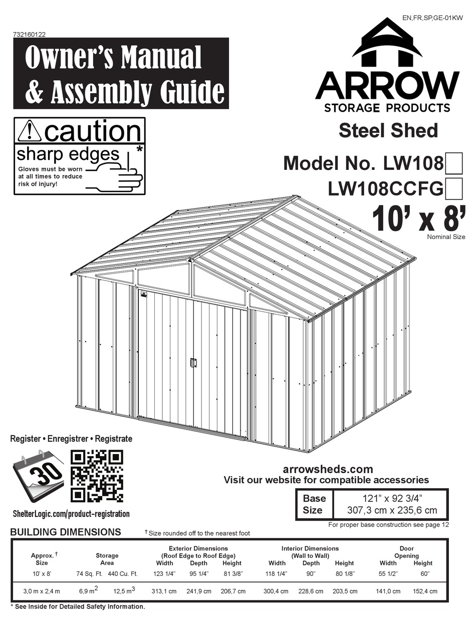 ARROW STORAGE PRODUCTS LW108 SERIES OWNER'S MANUAL & ASSEMBLY MANUAL Pdf Download ManualsLib