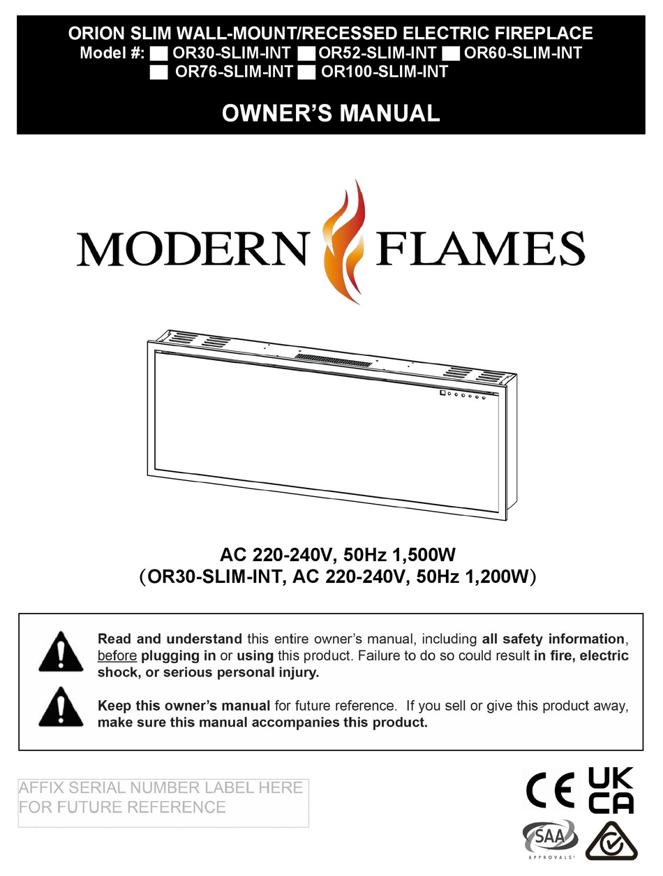 MODERN FLAMES OR30SLIMINT OWNER'S MANUAL Pdf Download ManualsLib