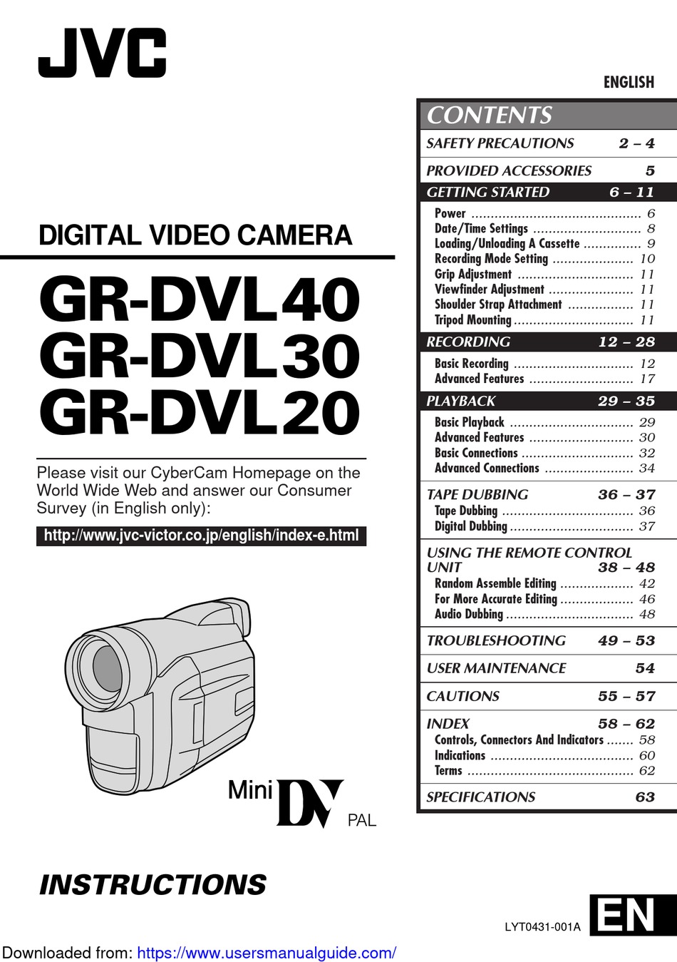 JVC GR DVL30 INSTRUCTIONS MANUAL Pdf Download ManualsLib