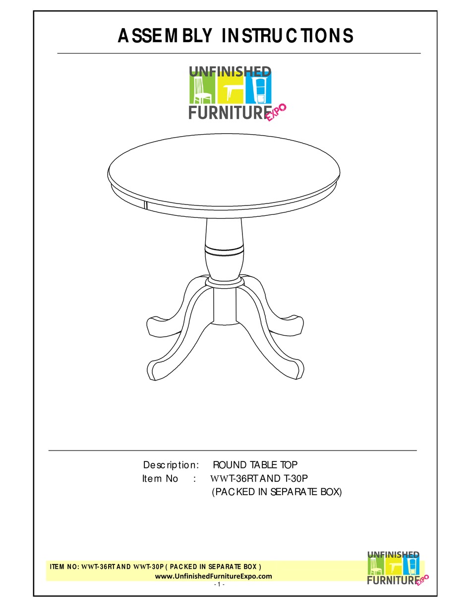 UNFINISHED FURNITURE EXPO WWT36RT ASSEMBLY INSTRUCTIONS Pdf Download