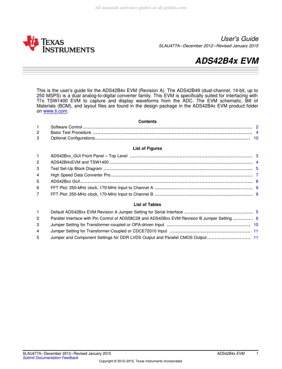 TEXAS INSTRUMENTS ADS42B4X EVM USER MANUAL Pdf Download | ManualsLib