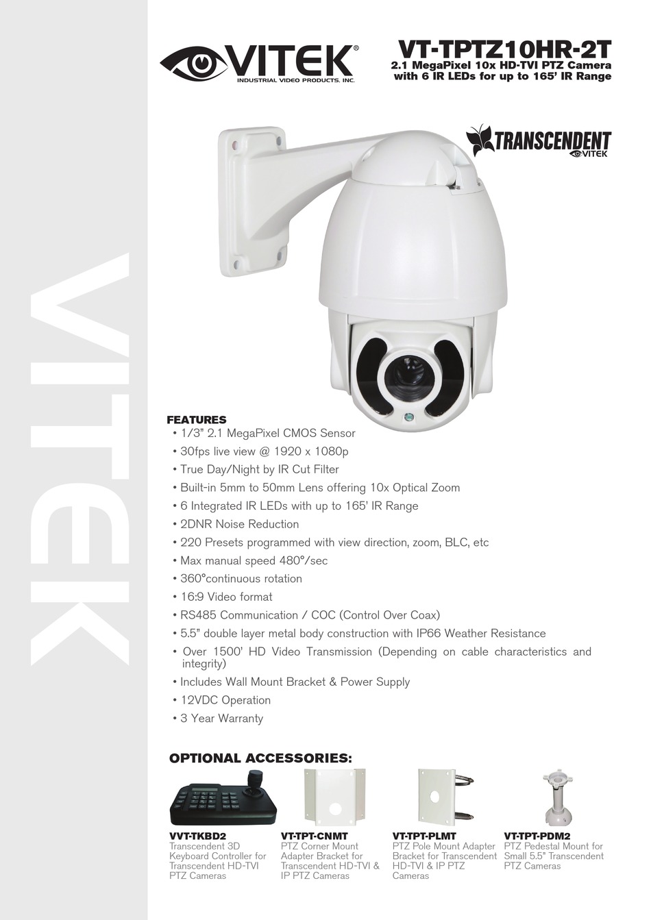 VITEK TRANSCENDENT VTTPTZ10HRF2T MANUAL Pdf Download ManualsLib