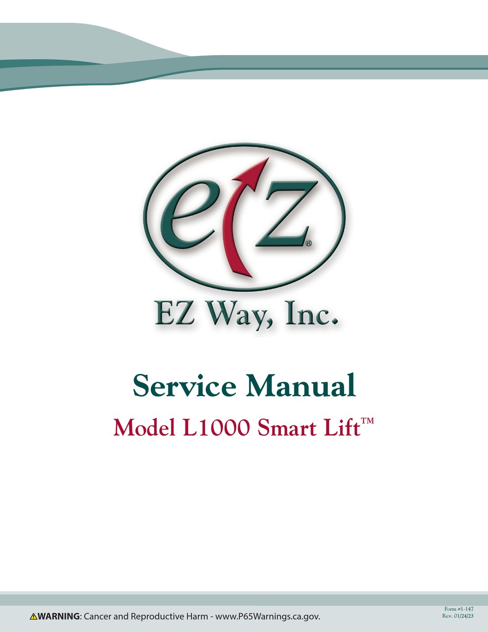 EZ WAY SMART LIFT L1000 SERVICE MANUAL Pdf Download ManualsLib