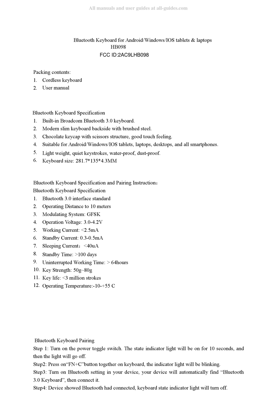 ARTECK HB098 MANUAL Pdf Download ManualsLib