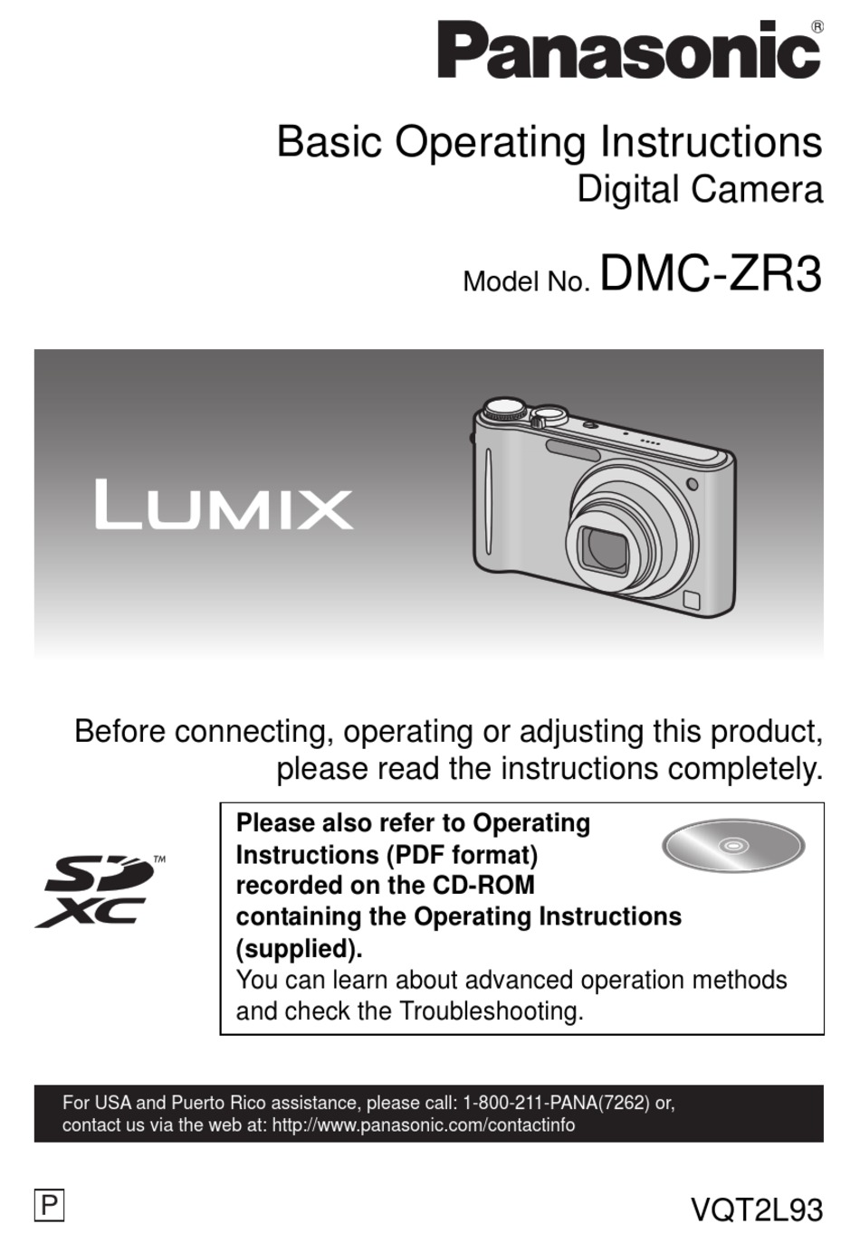 Panasonic Lumix Dmc Zr S Basic Operating Instructions Manual Pdf Download Manualslib