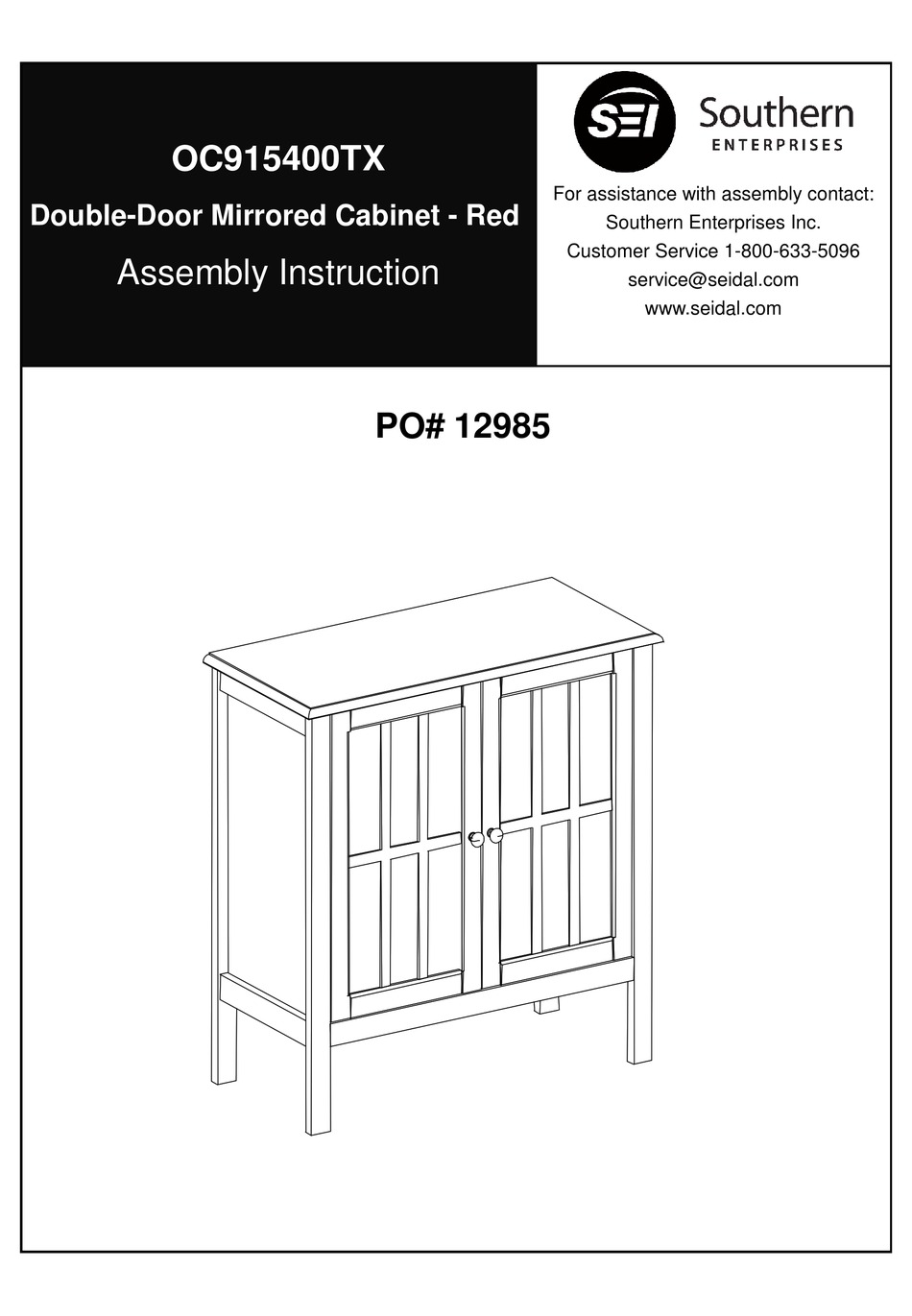 SEI OC915400TX ASSEMBLY INSTRUCTION MANUAL Pdf Download ManualsLib