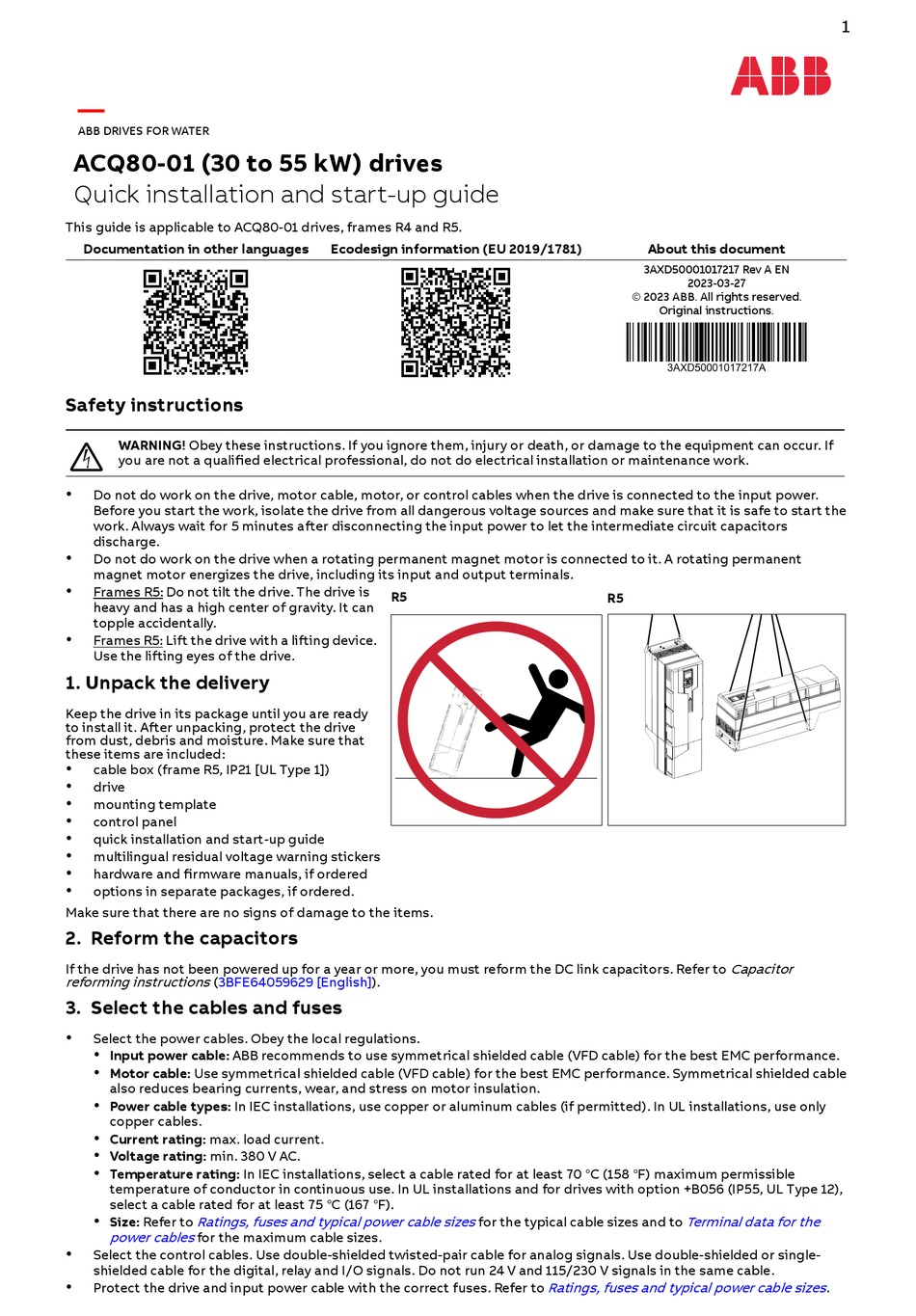 ABB ACQ80-01 QUICK INSTALLATION AND START-UP MANUAL Pdf Download ...