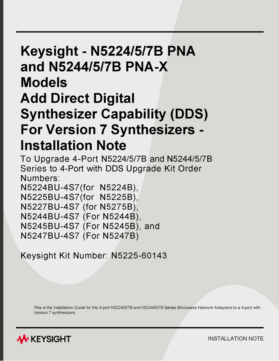 KEYSIGHT N5224B PNA INSTALLATION NOTES Pdf Download ManualsLib