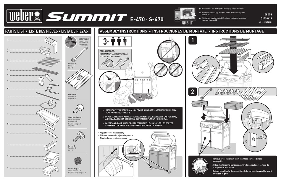 WEBER SUMMIT E470 ASSEMBLY INSTRUCTIONS Pdf Download ManualsLib