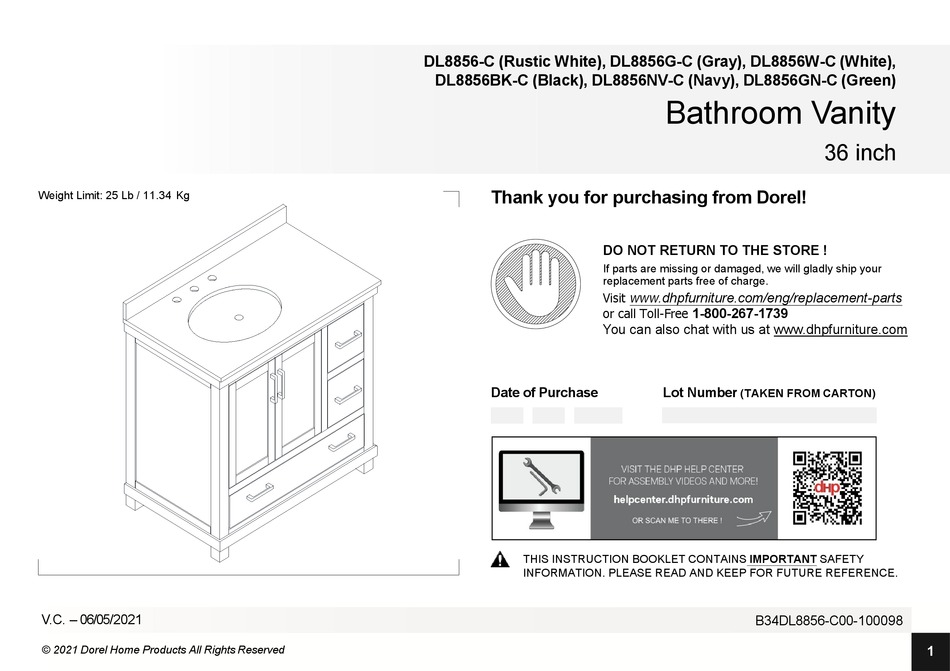 DOREL HOME PRODUCTS DL8856-C INSTRUCTION MANUAL Pdf Download | ManualsLib