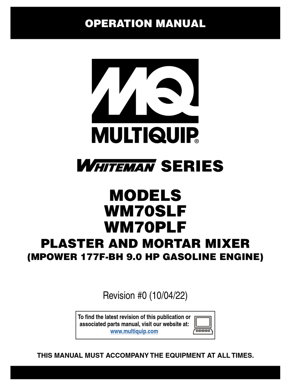 MULTIQUIP WM70SLF OPERATION MANUAL Pdf Download ManualsLib