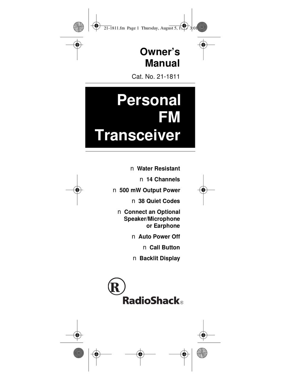RADIO SHACK 211811 OWNER'S MANUAL Pdf Download ManualsLib