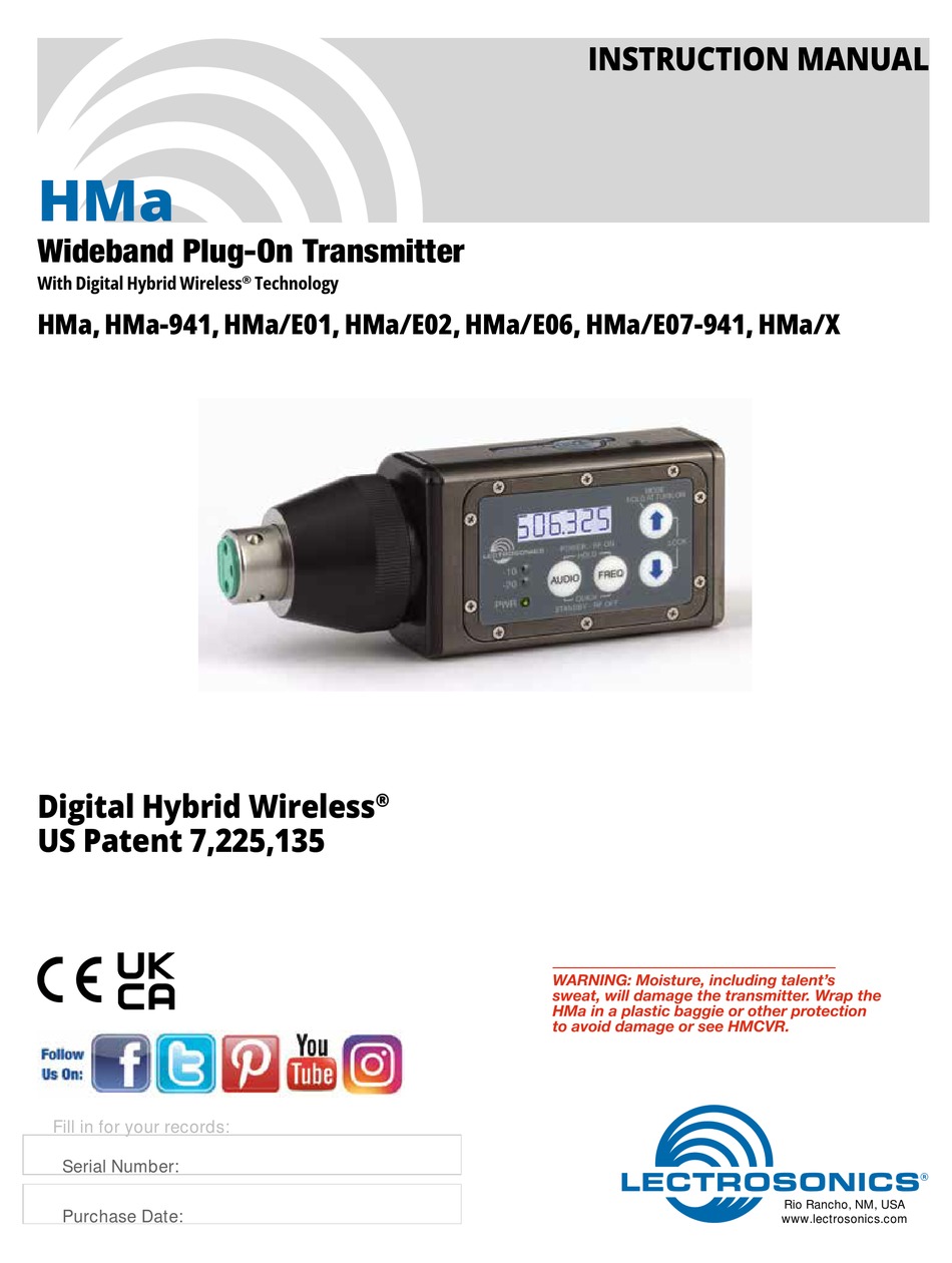 LECTROSONICS HMA INSTRUCTION MANUAL Pdf Download ManualsLib