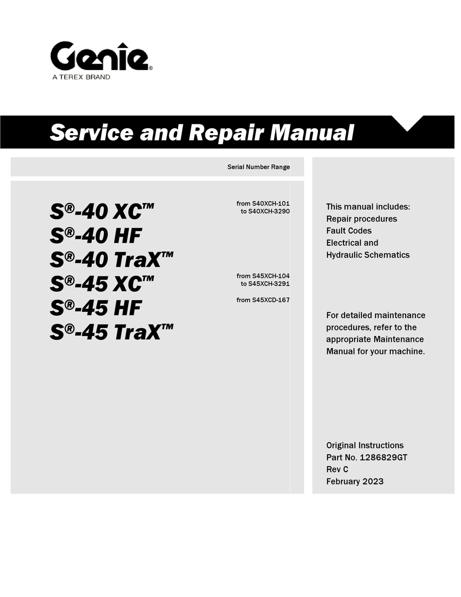 Terex Genie S 40 Xc Service And Repair Manual Pdf Download Manualslib 2436