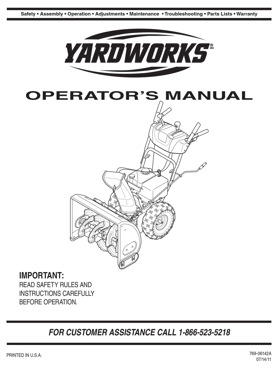 YARDWORKS 31AM63KE515 OPERATOR'S MANUAL Pdf Download ManualsLib