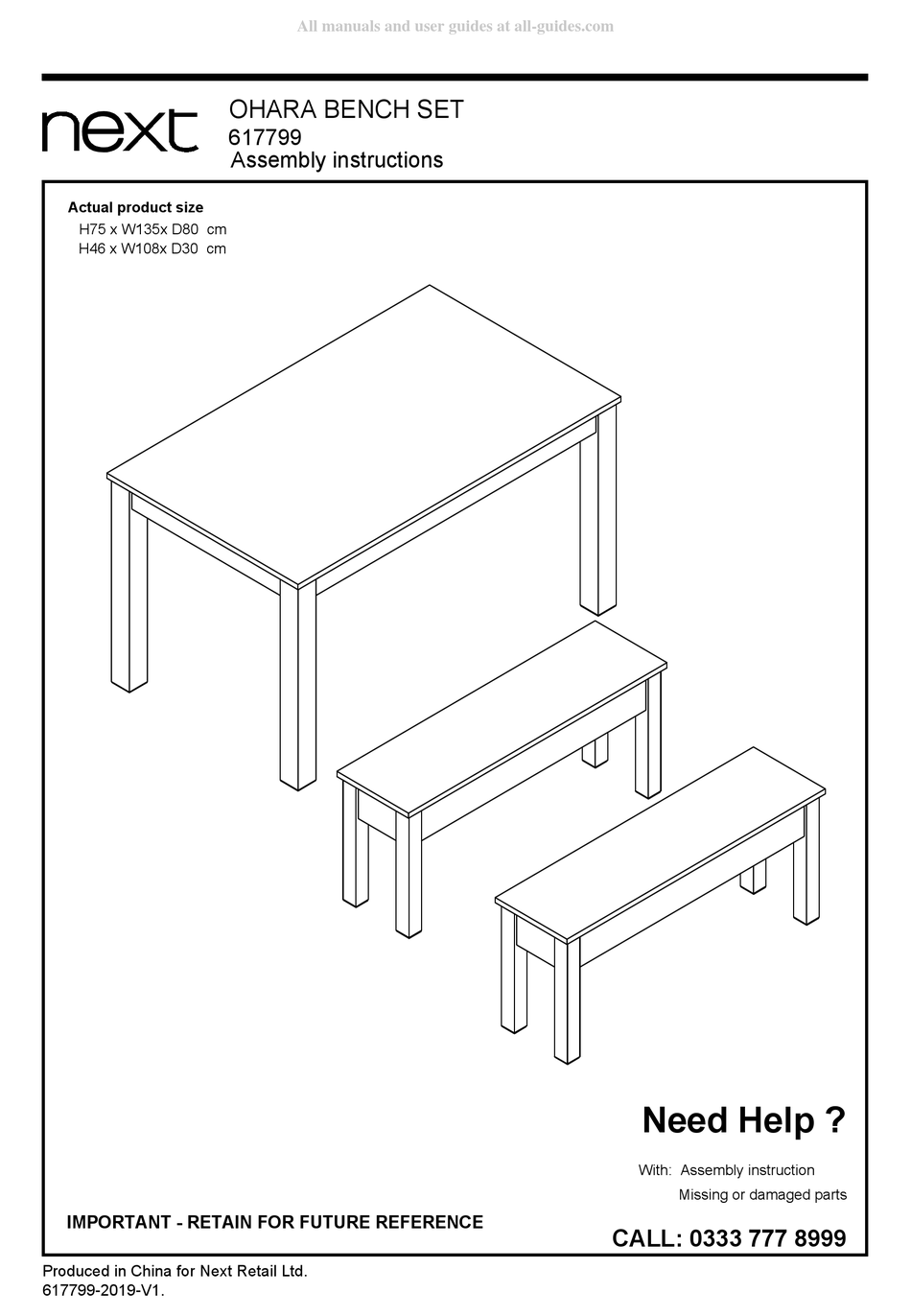 NEXT OHARA 617799 ASSEMBLY INSTRUCTIONS MANUAL Pdf Download ManualsLib