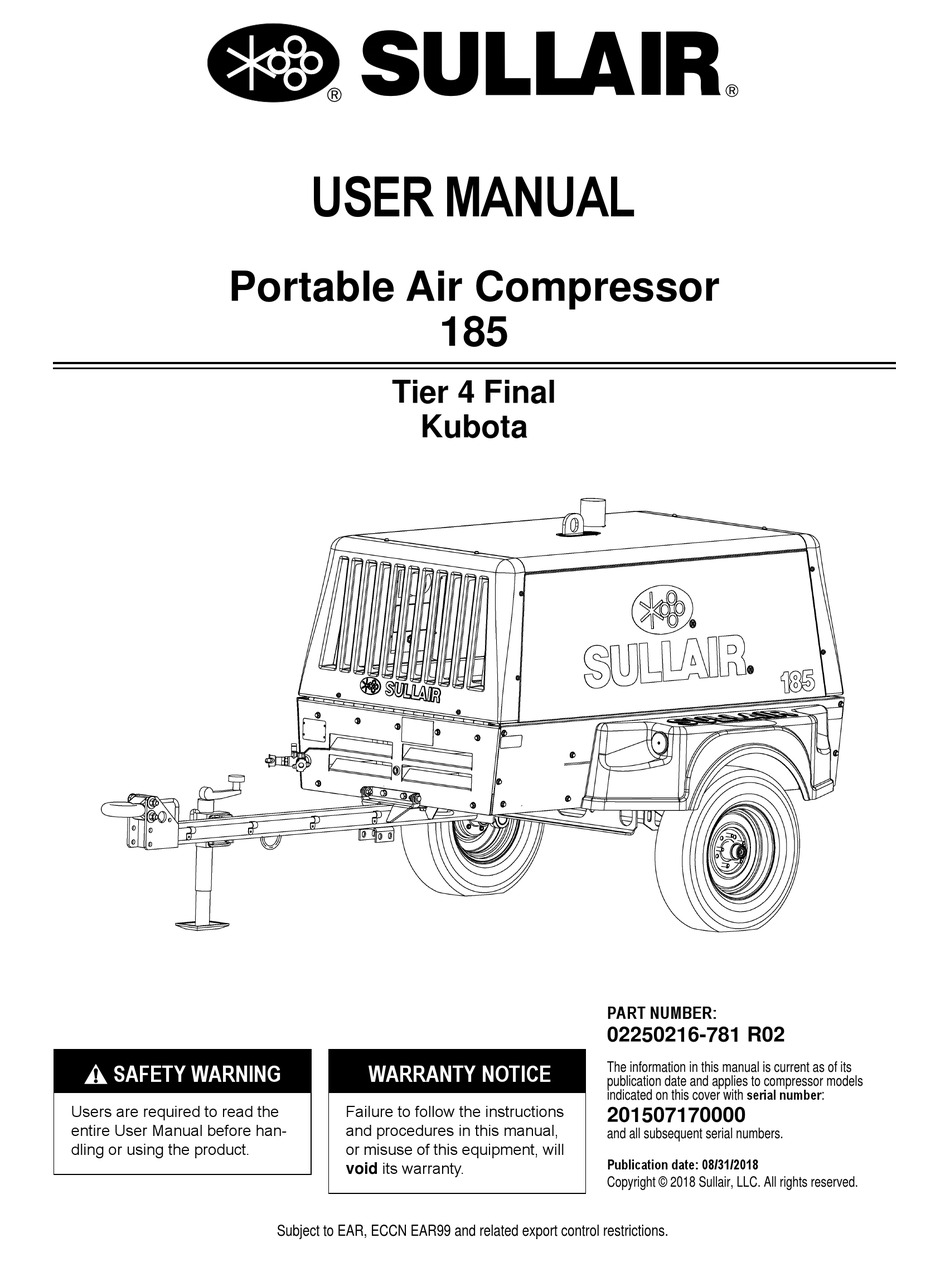 SULLAIR 185CFM USER MANUAL Pdf Download | ManualsLib