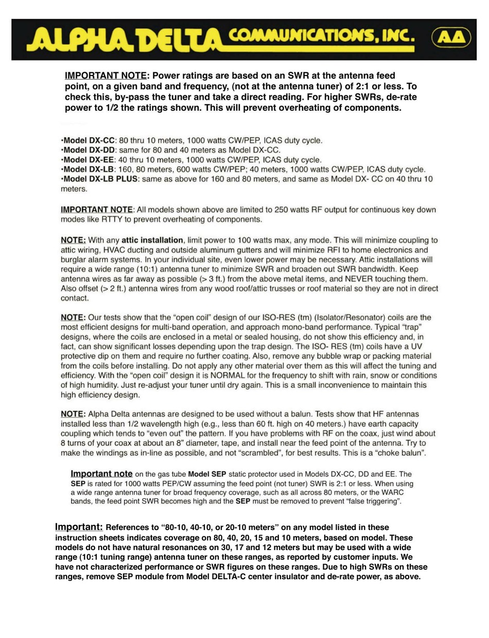 ALPHA DELTA DXCC INSTRUCTION SHEET Pdf Download ManualsLib