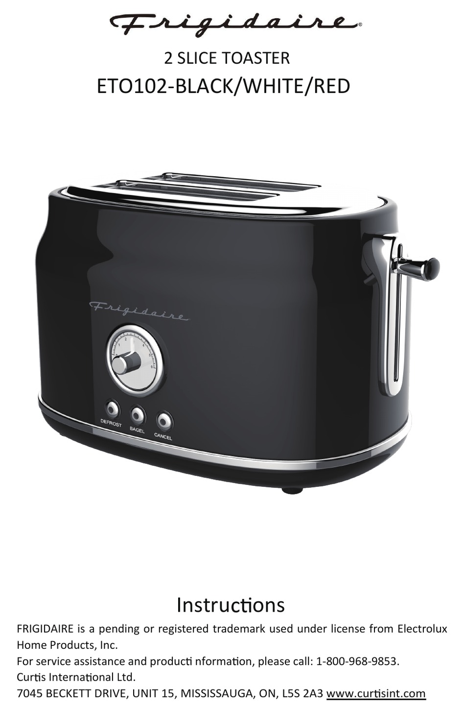 Frigidaire 2 Slice Retro Toaster Eto102 Red