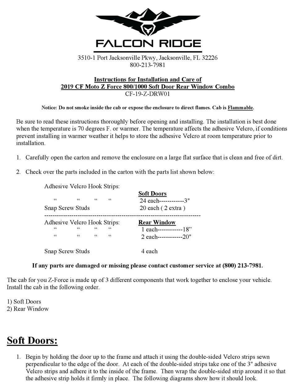 FALCON RIDGE CF19ZDRW01 INSTRUCTIONS FOR INSTALLATION AND CARE Pdf
