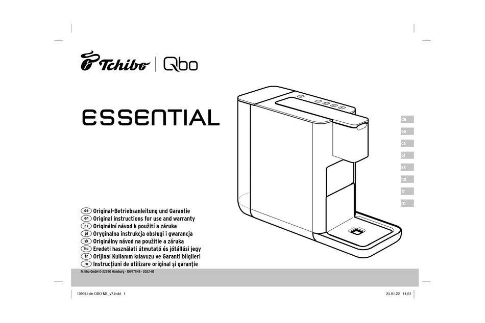 TCHIBO QBO ESSENTIAL ORIGINAL INSTRUCTIONS FOR USE AND WARRANTY Pdf