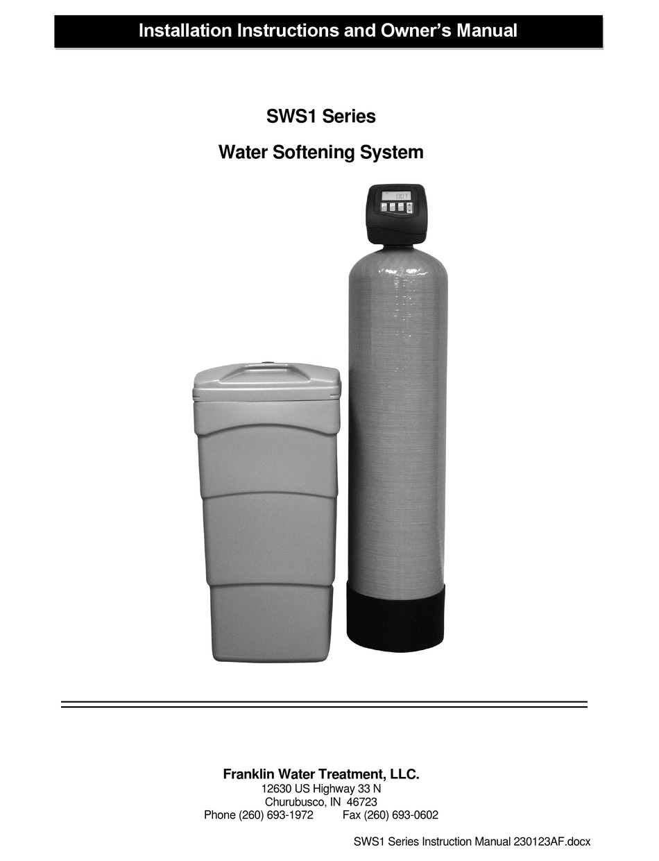 FRANKLIN WATER TREATMENT SWS1 SERIES INSTALLATION INSTRUCTIONS AND