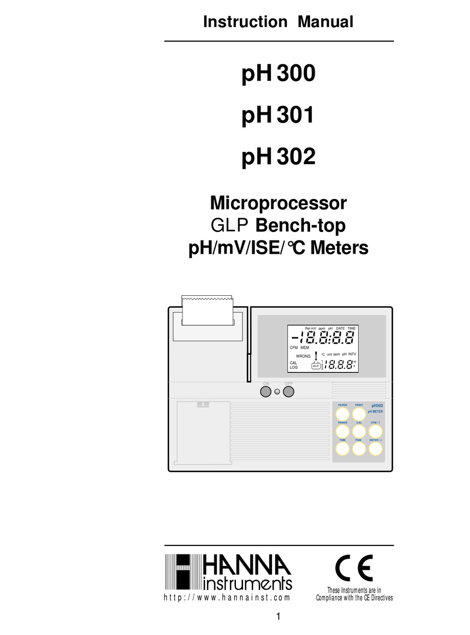 HANNA INSTRUMENTS PH 300 INSTRUCTION MANUAL Pdf Download ManualsLib