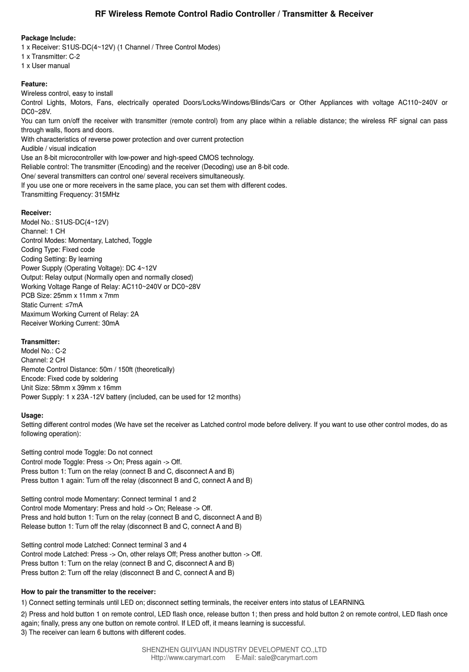 CARYMART S1USDC MANUAL Pdf Download ManualsLib