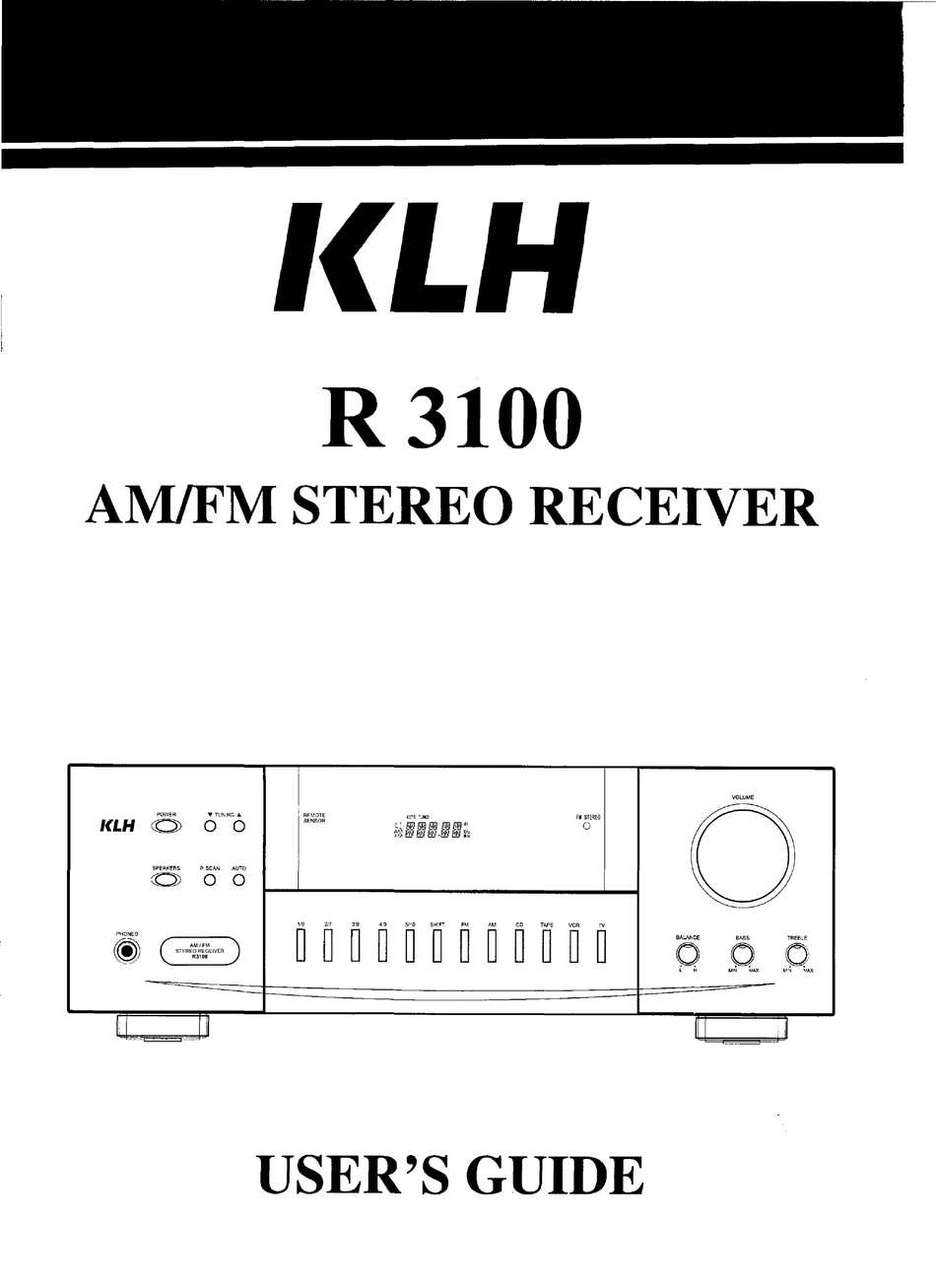 KLH R 3100 USER MANUAL Pdf Download ManualsLib