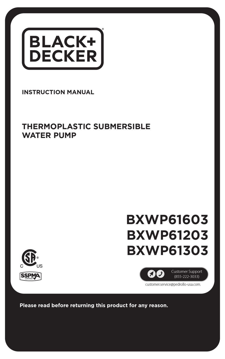 BLACK & DECKER BXWP61603 INSTRUCTION MANUAL Pdf Download | ManualsLib