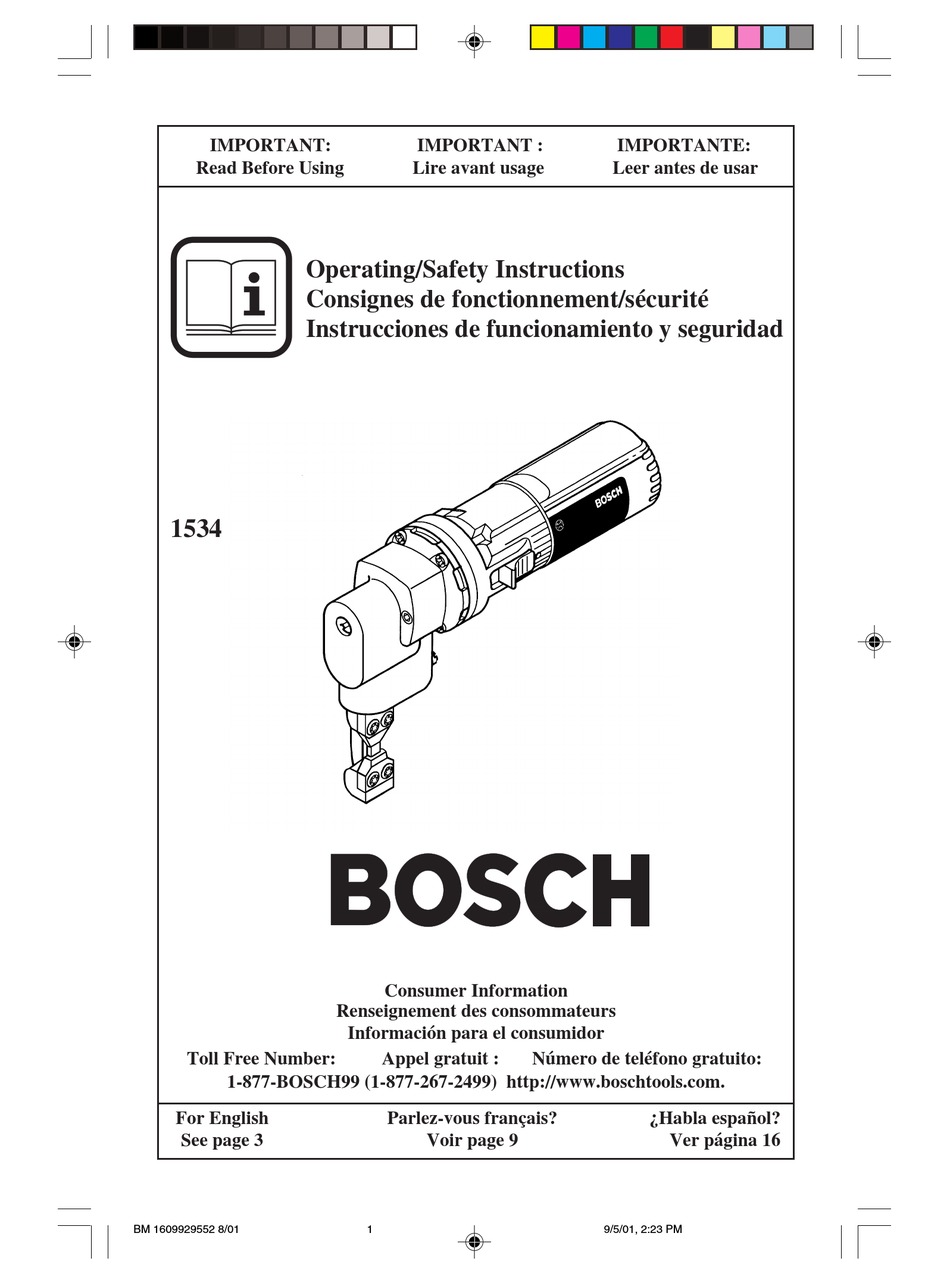 BOSCH 1534 OPERATING/SAFETY INSTRUCTIONS MANUAL Pdf Download ManualsLib