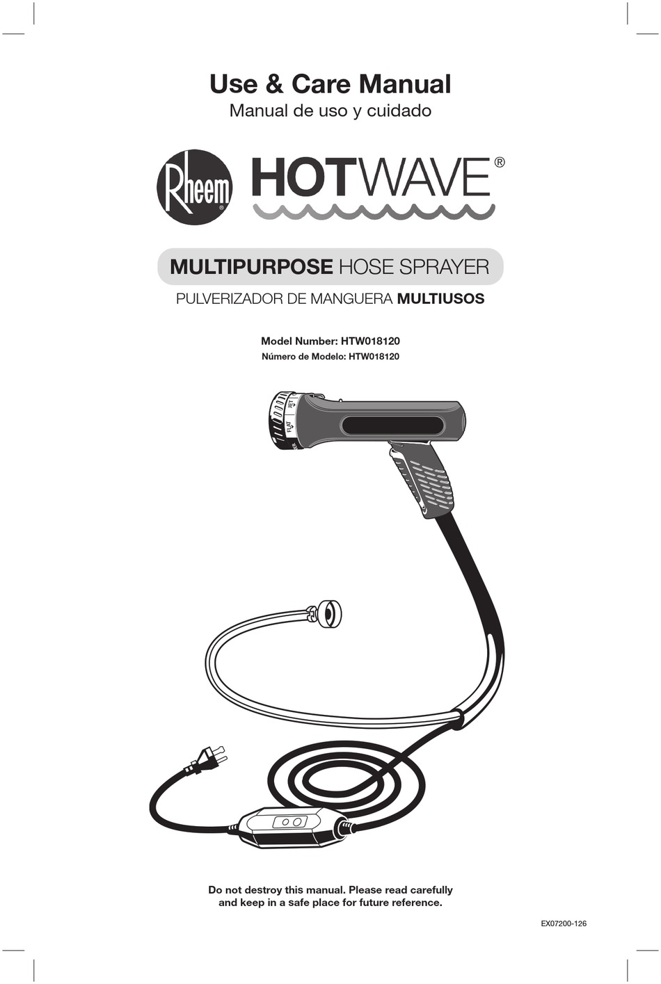 RHEEM HOTWAVE HTW018120 USE & CARE MANUAL Pdf Download ManualsLib