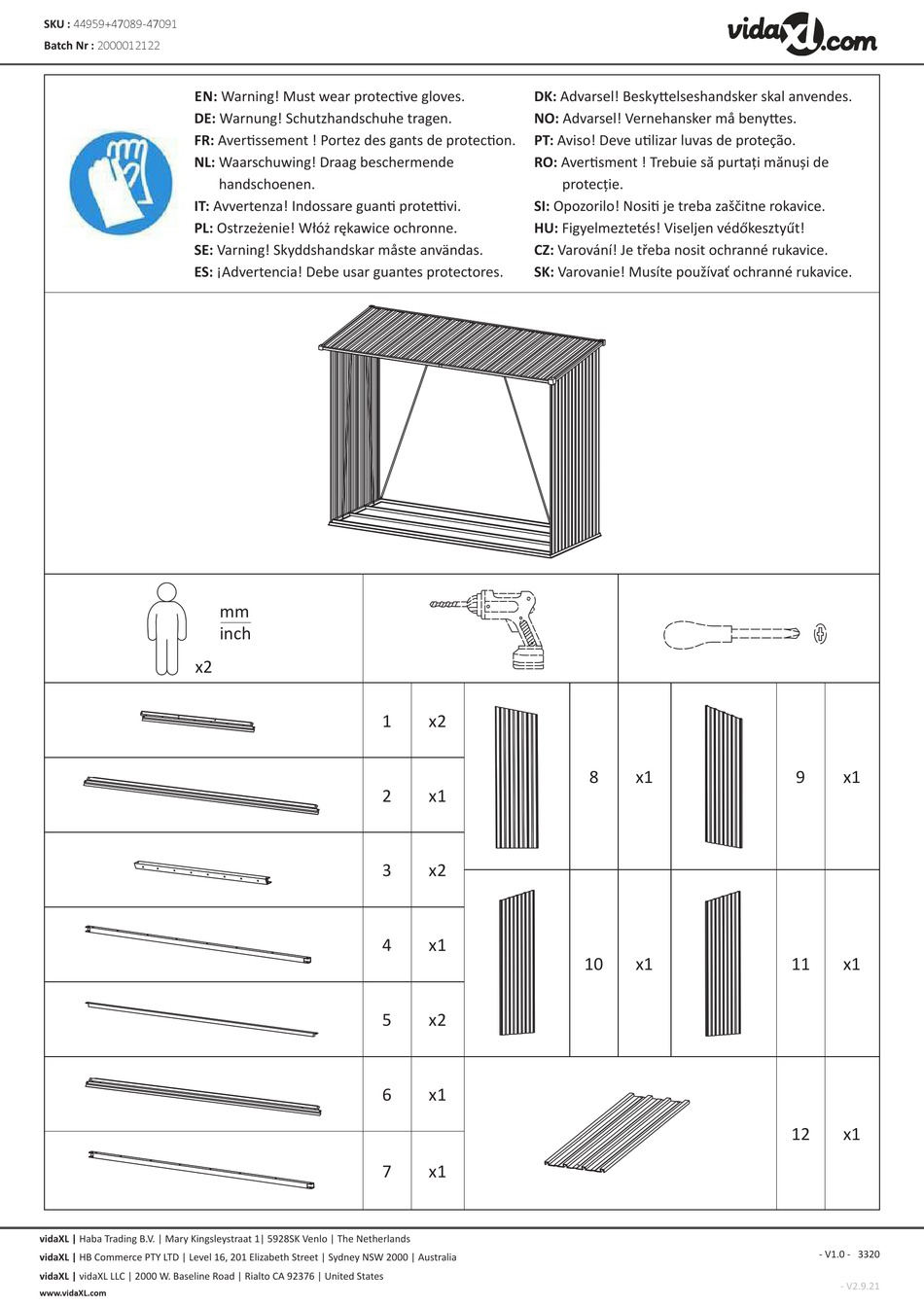 VIDAXL 44959 ASSEMBLY INSTRUCTIONS MANUAL Pdf Download ManualsLib