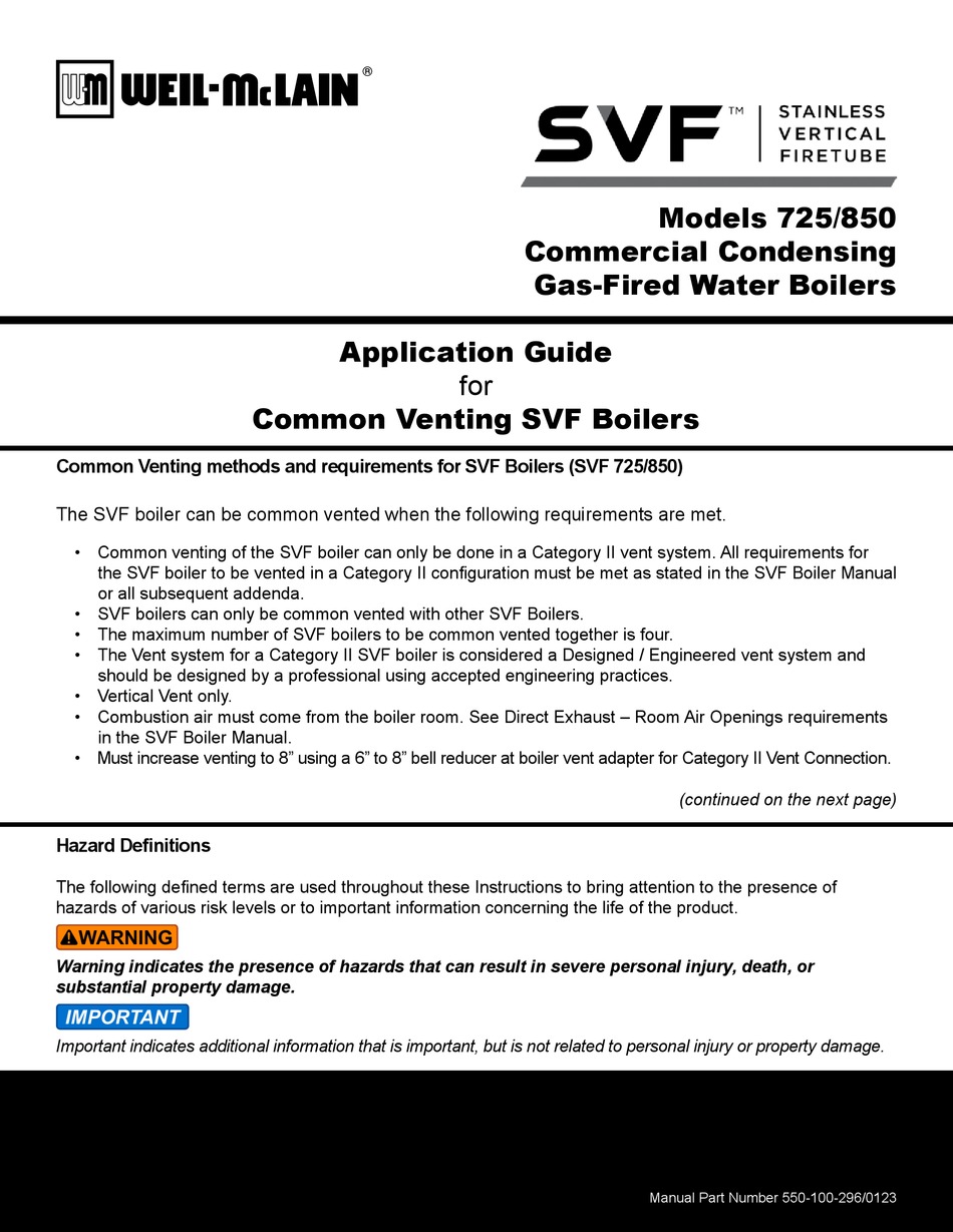 WEILMCLAIN SVF 725 APPLICATION MANUAL Pdf Download ManualsLib