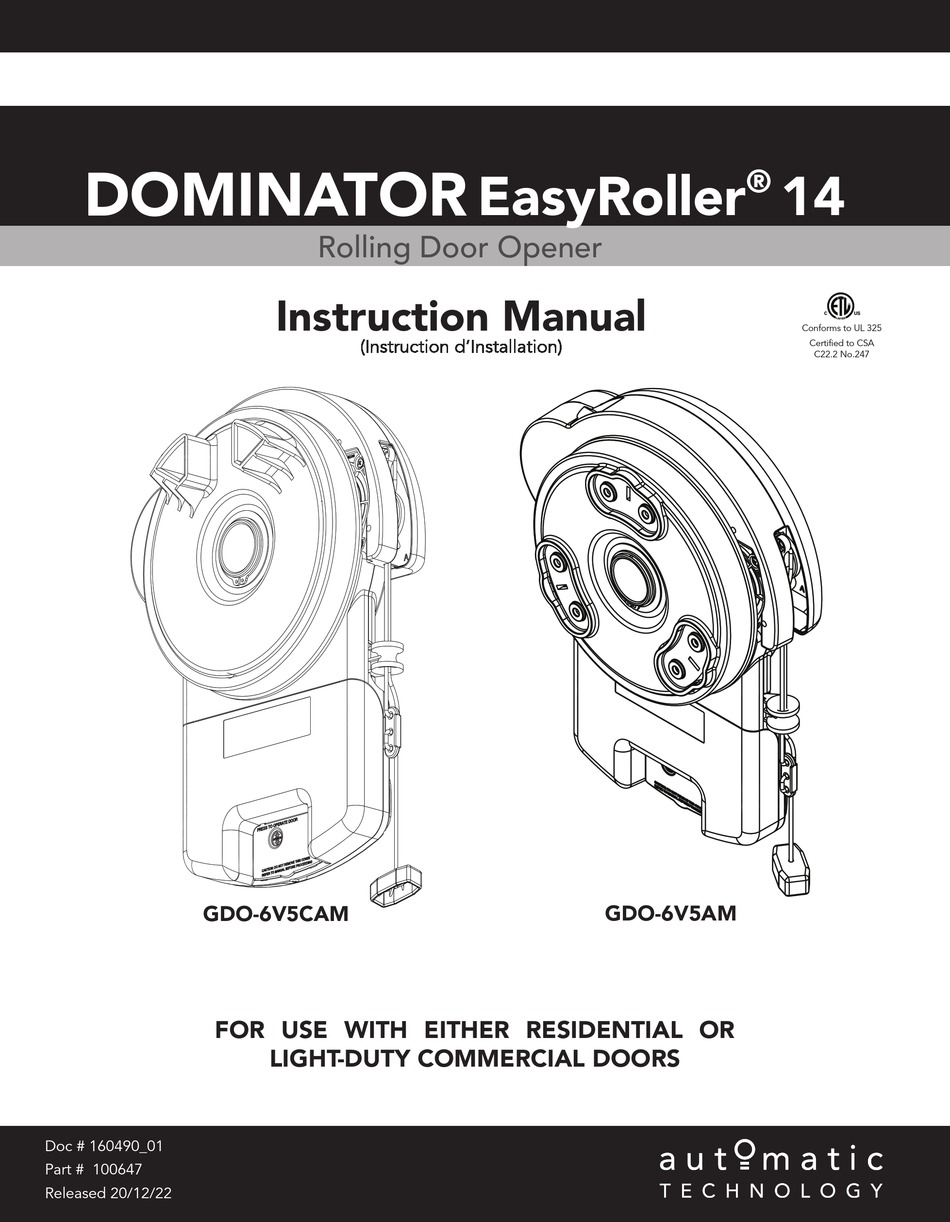 AUTOMATIC TECHNOLOGY DOMINATOR EASYROLLER 14 INSTRUCTION MANUAL Pdf ...