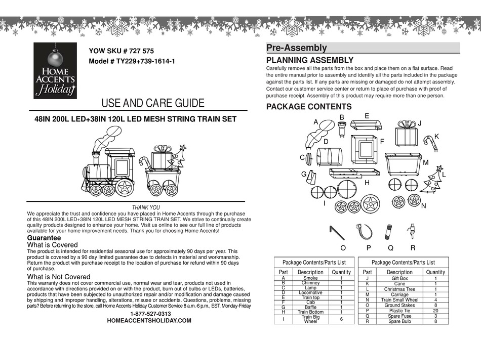 HOME ACCENTS HOLIDAY TY229+73916141 USE AND CARE MANUAL Pdf Download