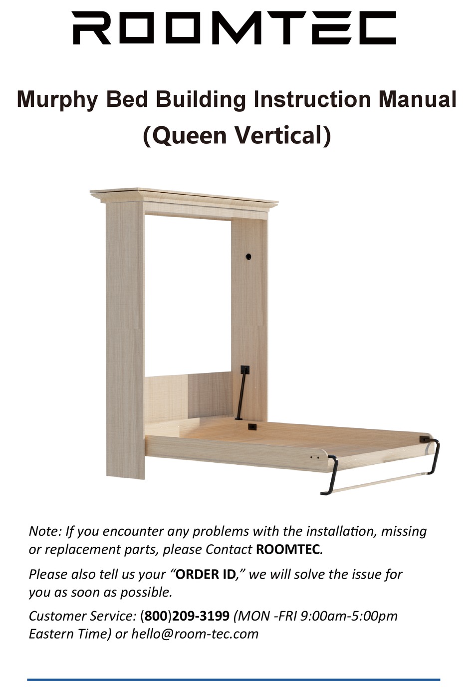 ROOMTEC MURPHY BED BUILDING QUEEN VERTICAL INSTRUCTION MANUAL Pdf