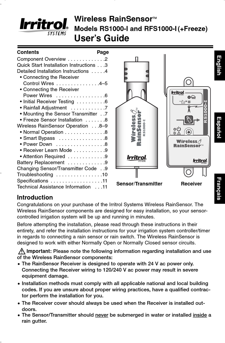 IRRITROL WIRELESS RAINSENSOR RS1000I USER MANUAL Pdf Download ManualsLib