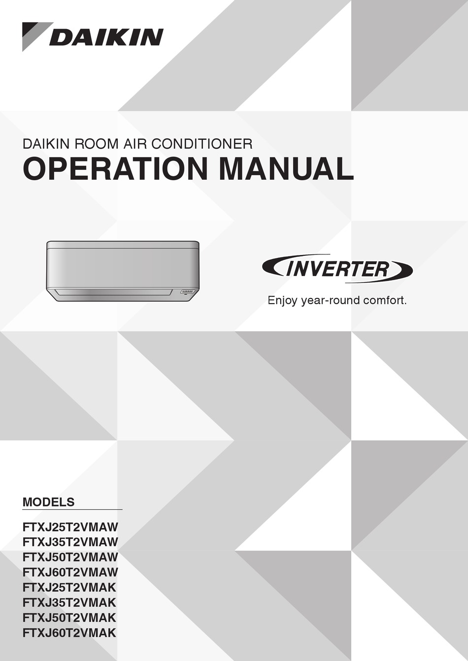 DAIKIN FTXJ25T2VMAW OPERATION MANUAL Pdf Download | ManualsLib