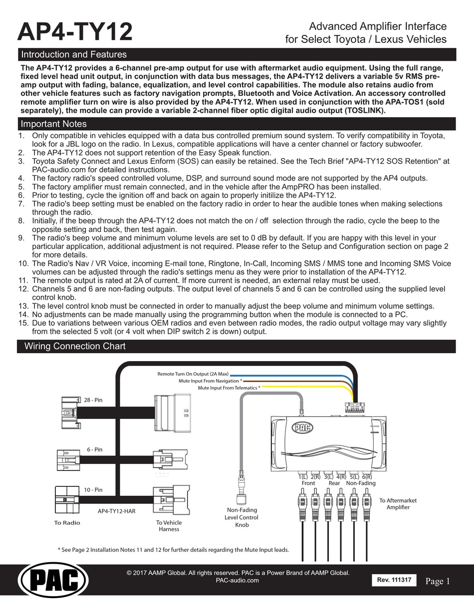 PAC AP4-TY12 MANUAL Pdf Download | ManualsLib